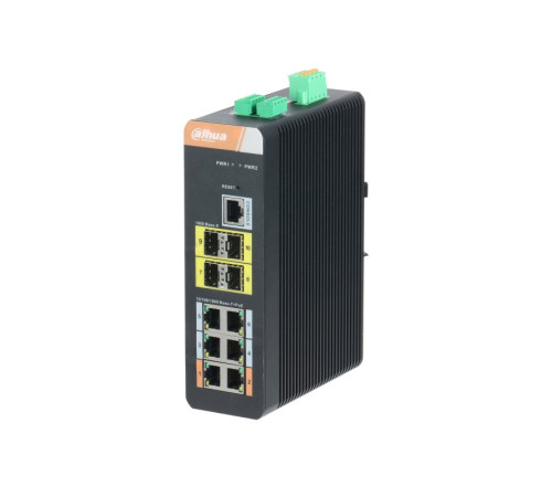 Коммутатор Dahua DH-PFS4410-6GT-DP, 6-портовый, промышленный, гигабитный, PoE, управляемый