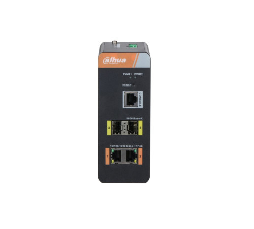 Коммутатор Dahua DH-PFS4204-2GT-DP, 4-портовый, промышленный, гигабитный, PoE, управляемый