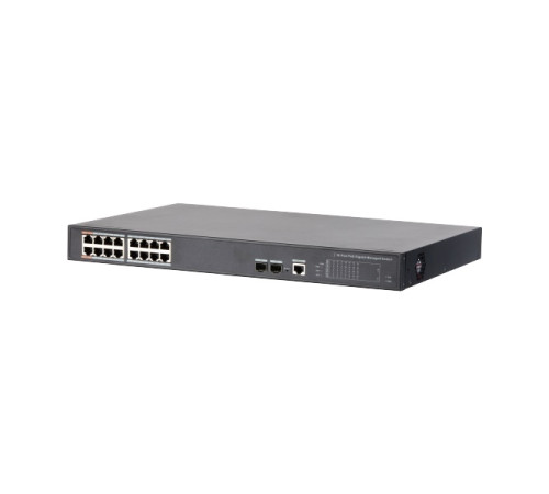 Коммутатор Dahua DH-PFS4218-16GT-190, 18-портовый гигабитный, 16PoE, управляемый, 2-го уровня