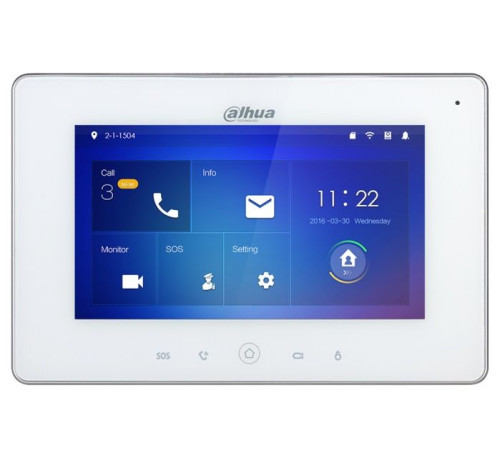 Монитор видеодомофона IP Dahua DH-VTH5221DW, 7 дюймовый, белый, разрешение 1024x600