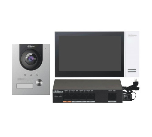 Комплект Dahua DHI-KTP01(S), DH-VTO2202F-P+DH-DH-VTH2421FW-P