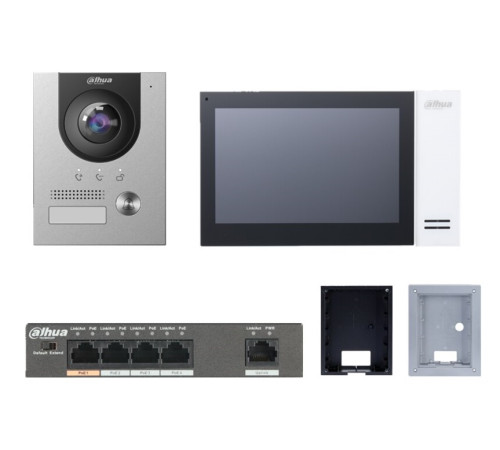 Комплект Dahua DHI-KTP01(F), DH-VTO2202F-P+DH-DH-VTH2421FW-P, с 2-мя монтажными коробками