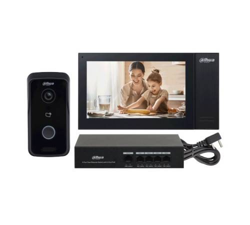 Комплект Dahua DHI-KTP02, DH-VTO2111D-P-S2+DH-DH-VTH2421FB-P