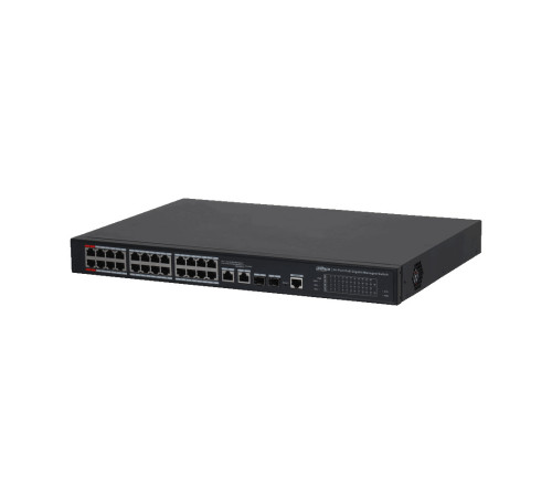 Коммутатор Dahua DH-PFS4226-24GT2GF-240, 24-портовый, гигабитный, управляемый, с PoE, уровень L2