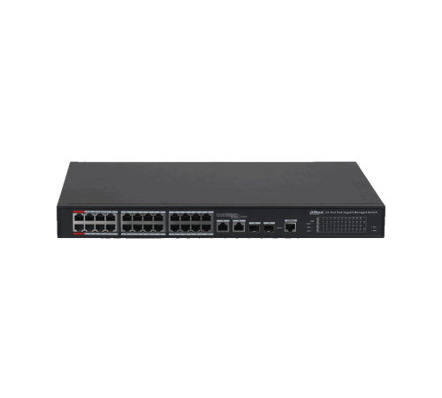 Коммутатор Dahua DH-PFS4226-24GT2GF-360, 24-портовый, гигабитный, управляемый, с PoE, уровень L2
