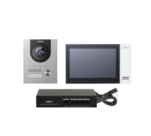 Комплект Dahua DHI-KTP01L(S), DHI-VTO2201F-P+DHI-VTH2421FW-P+DH-PFS3005-4ET-36E