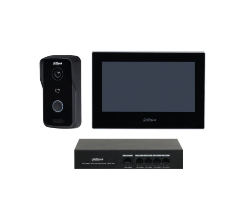 Комплект Dahua DHI-KTP03, DHI-VTO2111D-P-S2+DHI-VTH2621G-P+DH-PFS3005-4ET-36E