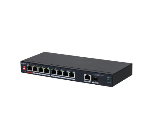 Коммутатор Dahua DH-PFS3110-8ET1GT1GF-96, 8-портовый, 8РоЕ, неуправляемый, настольный