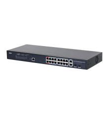 Коммутатор Dahua DH-PFS4218-16GT-130, 16-портовый, гигабитный, 16PoE, управляемый, 2-го уровня