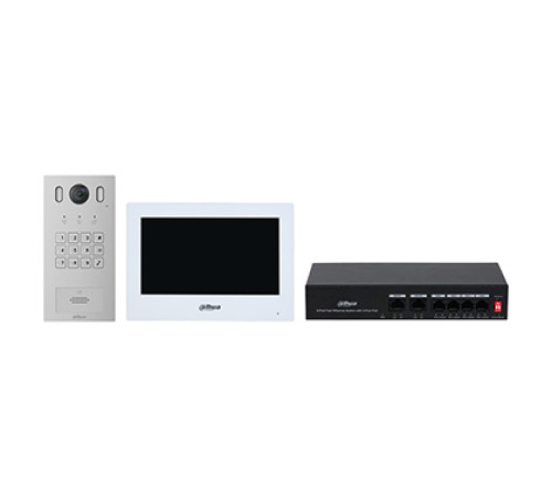 Комплект Dahua DHI-KTP05(S), DHI-VTO3221E-P+DHI-VTH2621GW-WP+DH-PFS3006-4ET-36+VTM08R