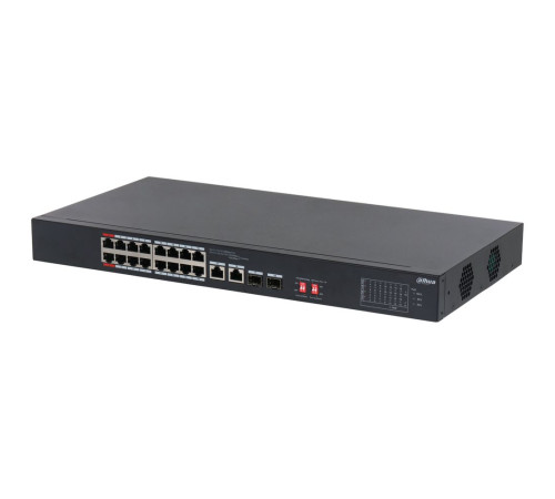 Коммутатор Dahua DH-S3218-16ET-190, 16-портовый, 16РоЕ, неуправляемый