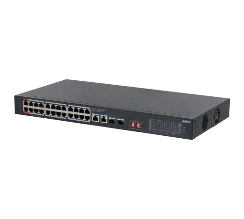 Коммутатор Dahua DH-S3228-24GT-240, 24-портовый, гигабитный, 24PoE, неуправляемый, 2-го уровня
