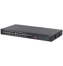 Коммутатор Dahua DH-S3228-24GT-375, 24-портовый, гигабитный, 24PoE, неуправляемый, 2-го уровня