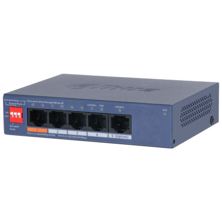 Коммутатор Dahua DH-CS4005-4ET1GT-60, 4-портовый, РоЕ