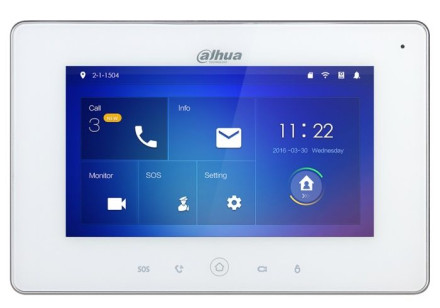 Монитор видеодомофона IP Dahua DH-VTH5221DW, 7 дюймовый, белый, разрешение 1024x600